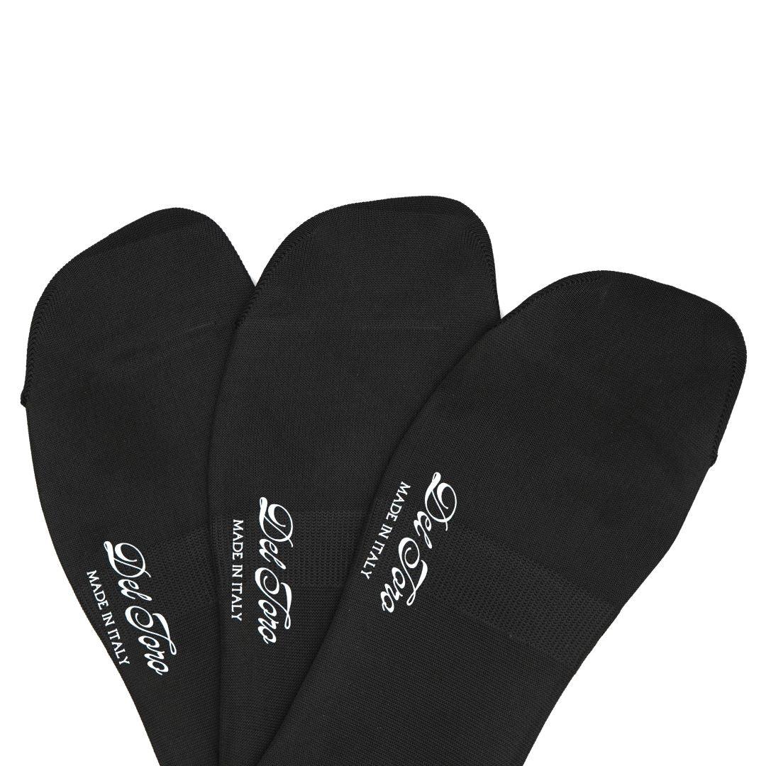 Set of 3 Athletic No Show Loafer Socks - Black