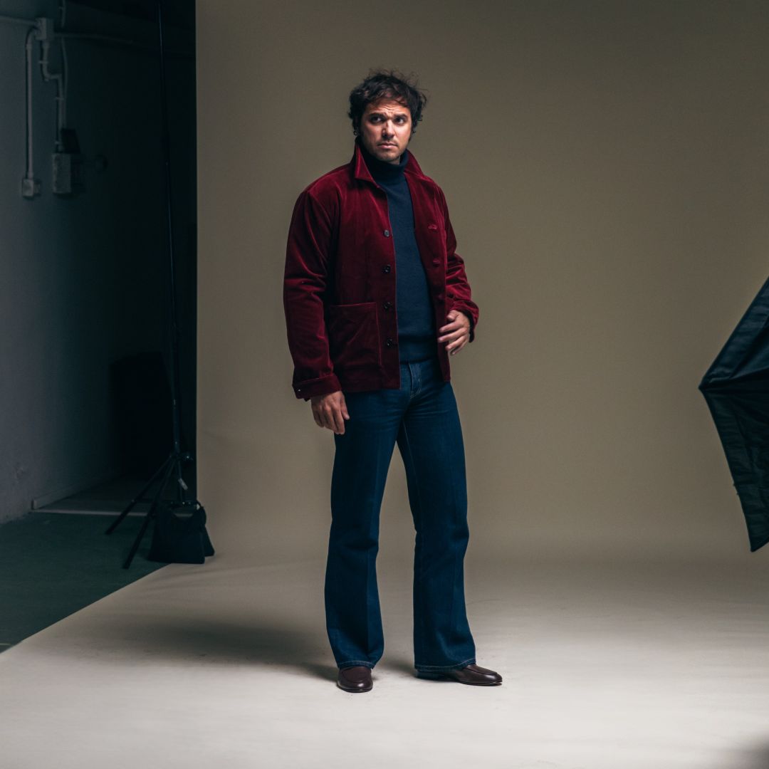 Men's Velour Cocktail Coat - Oxblood