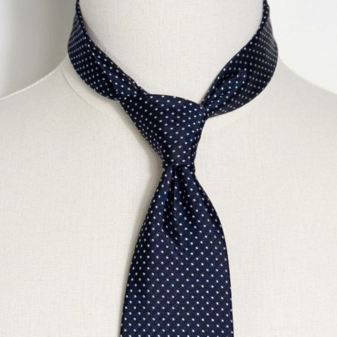 Satin Dot Tie - Navy