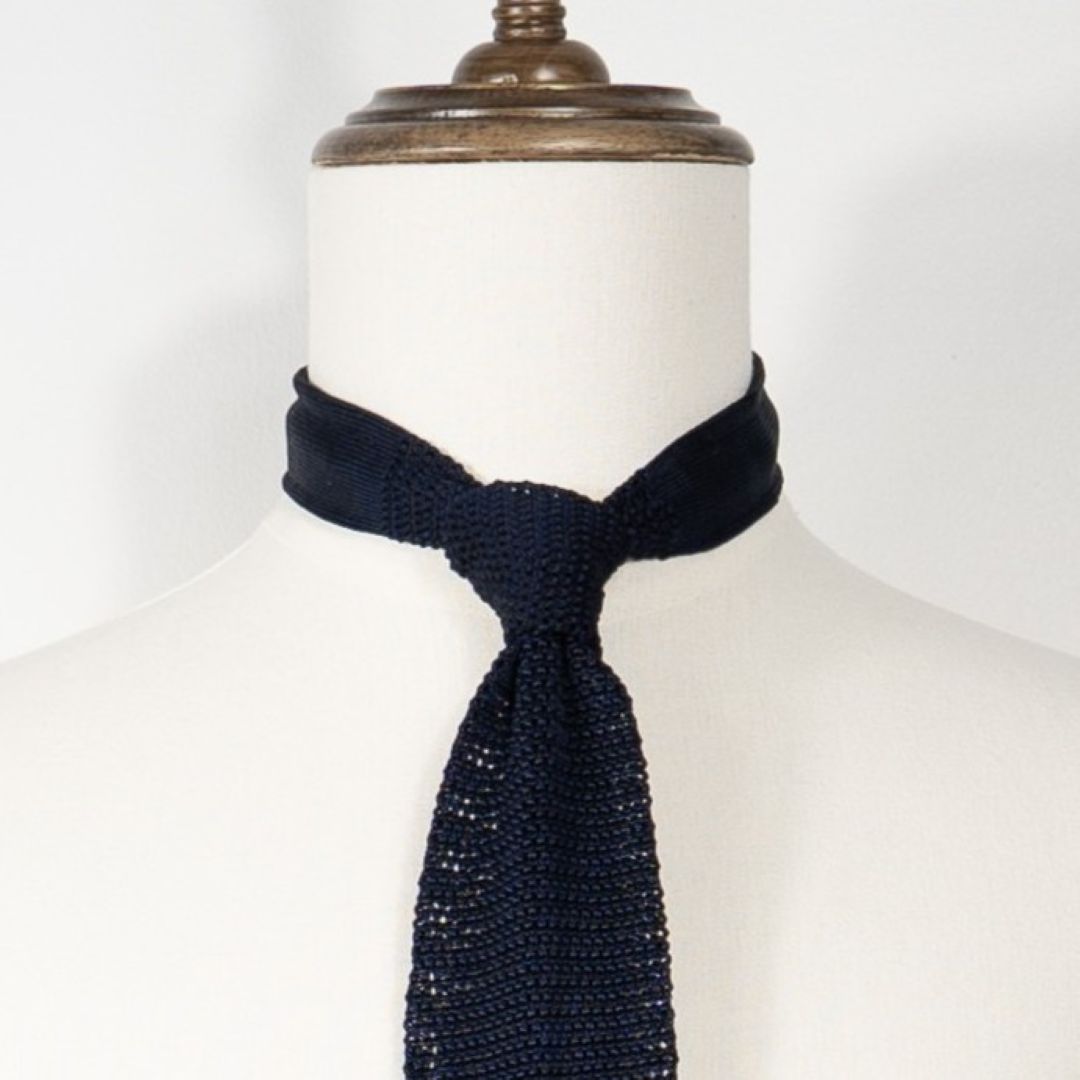 Silk Knit Tie - Navy