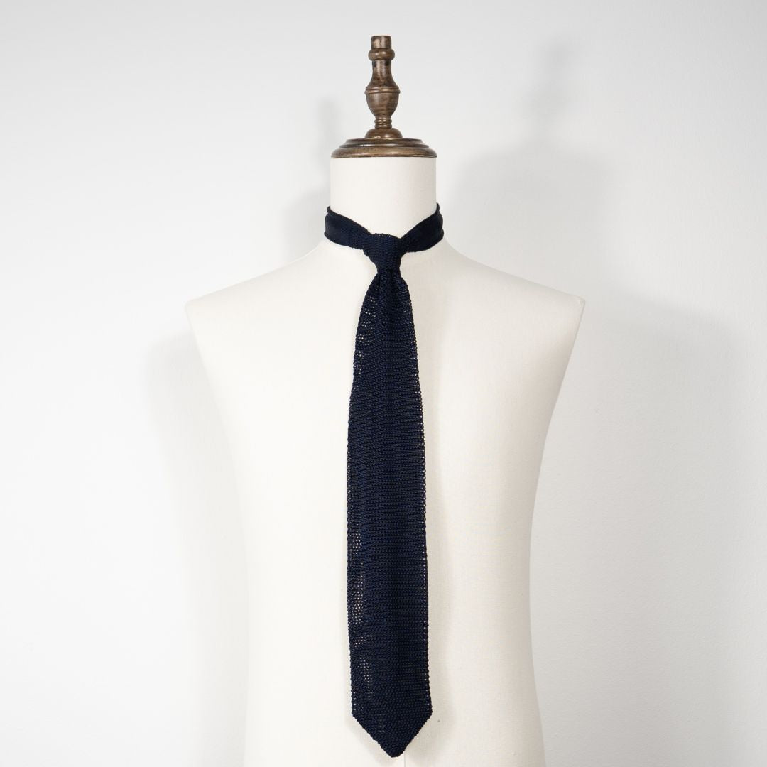 Silk Knit Tie - Navy
