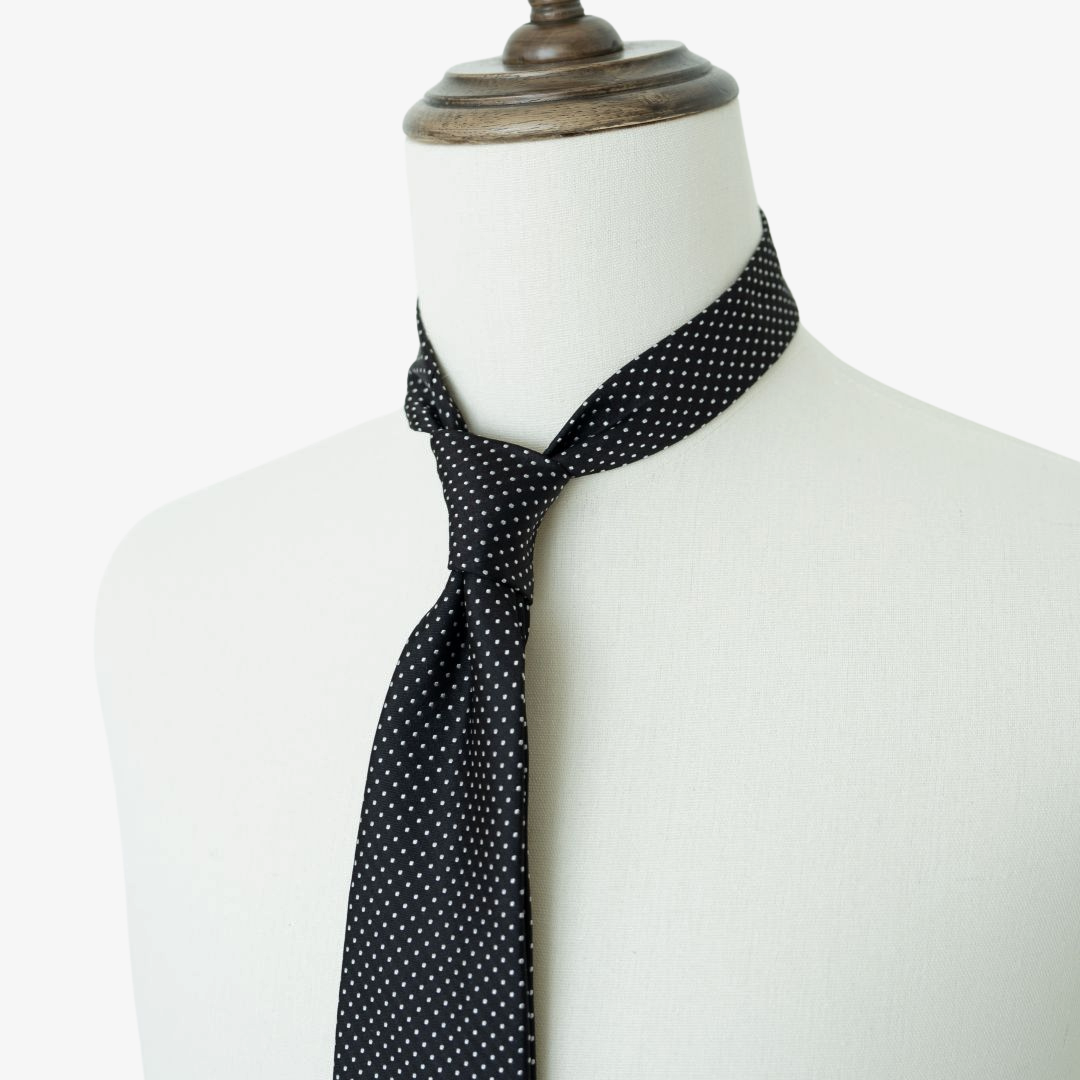 Satin Dot Tie - Black
