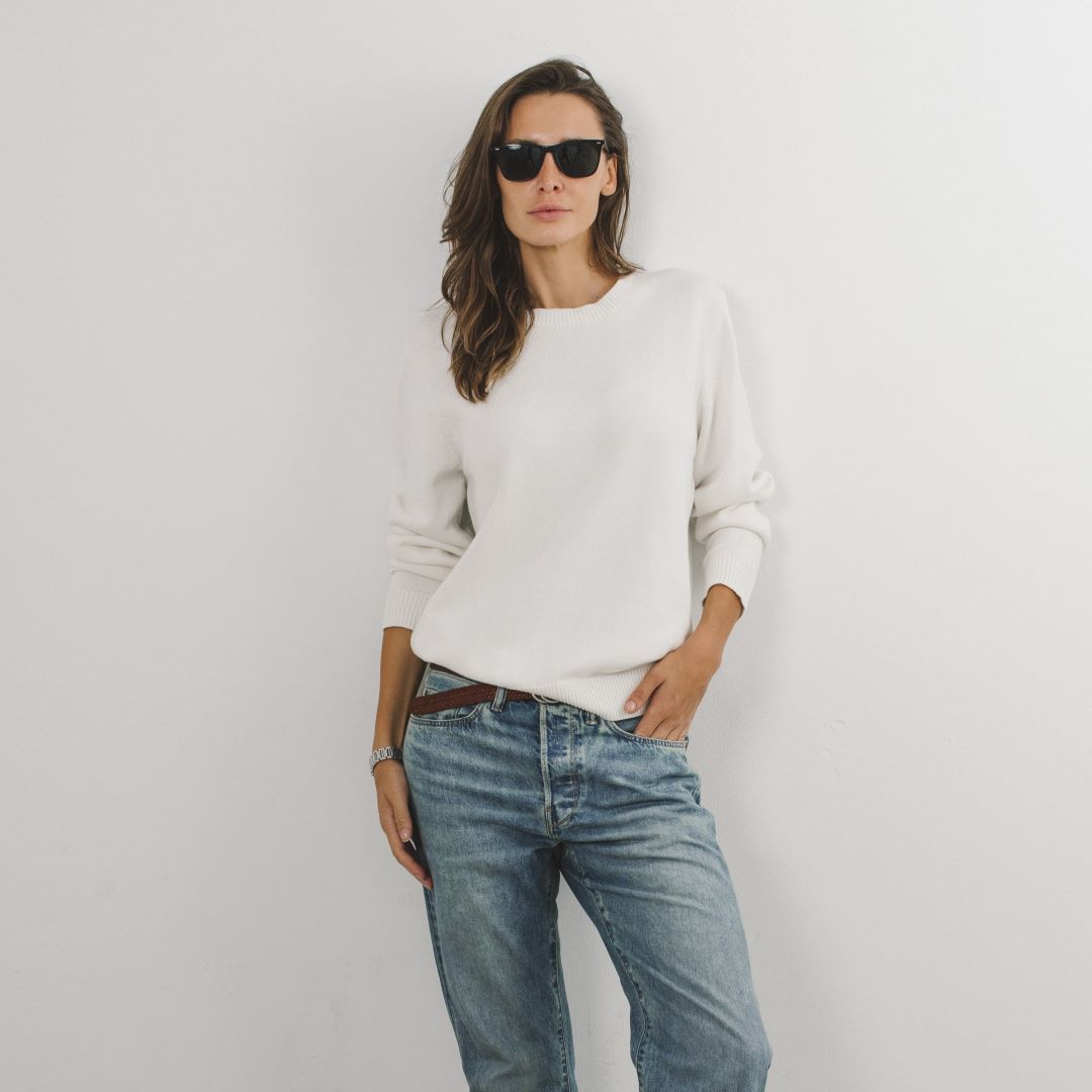 Women's Classic Crewneck Sweater - Vintage White