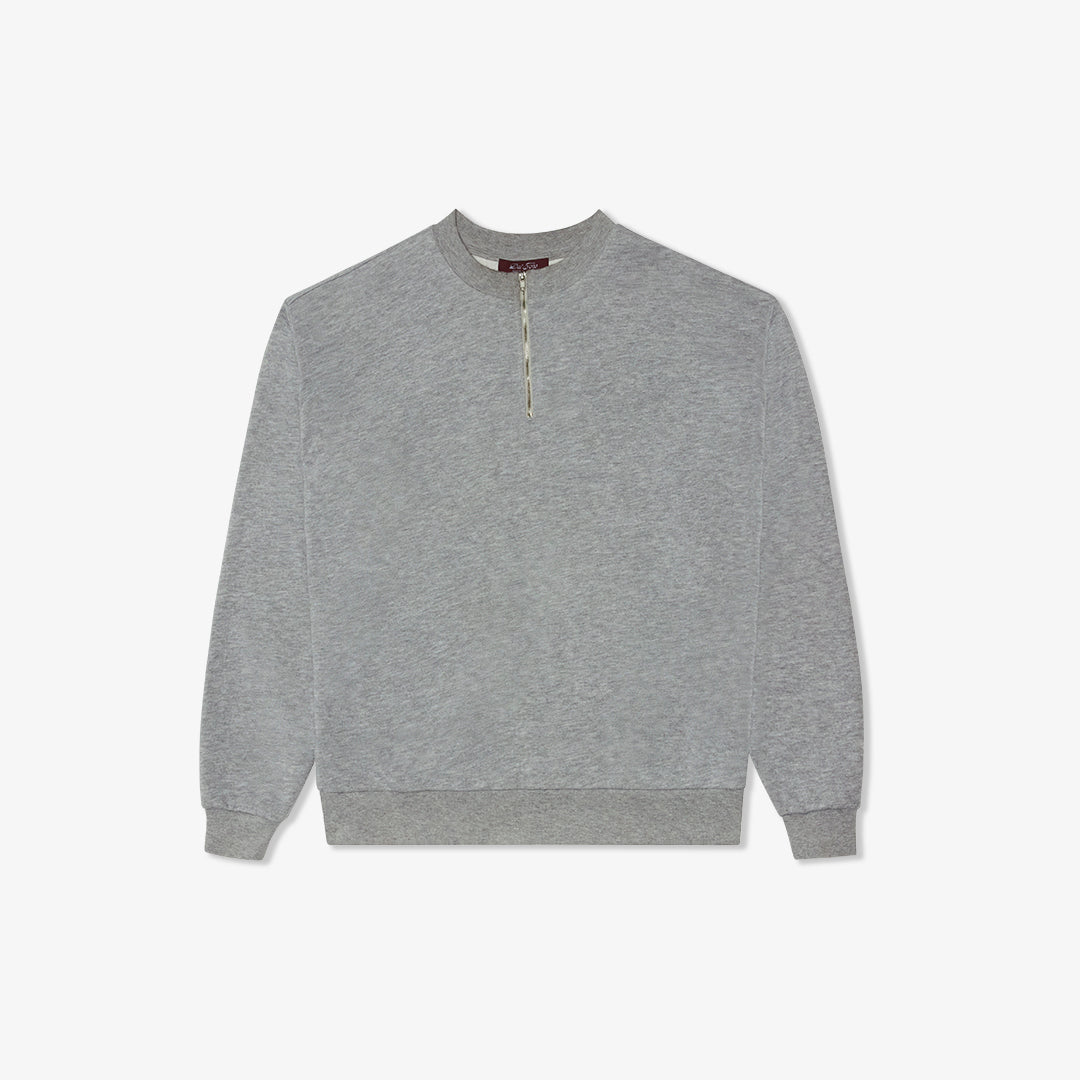Women's Vintage Zip Crewneck Sweatshirt - Heather Grey
