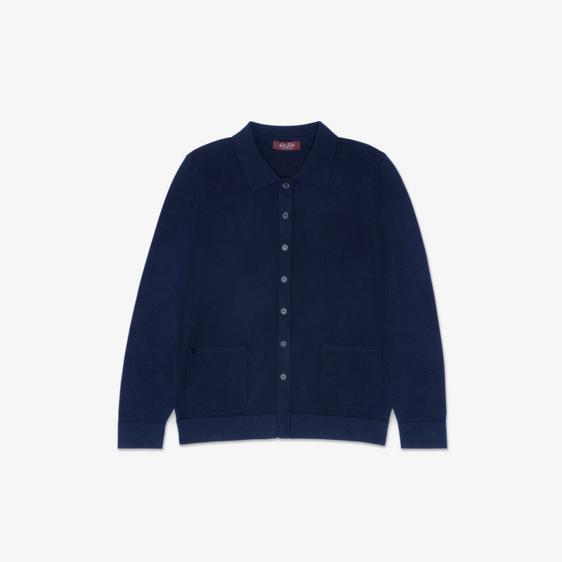 Women's Vintage Polo Cardigan - Navy