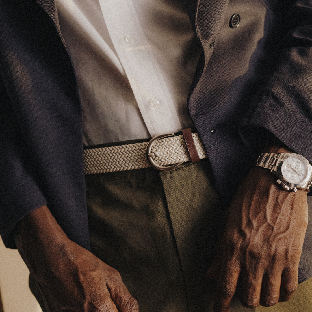 Elastic Braided Belt - Vintage Panna