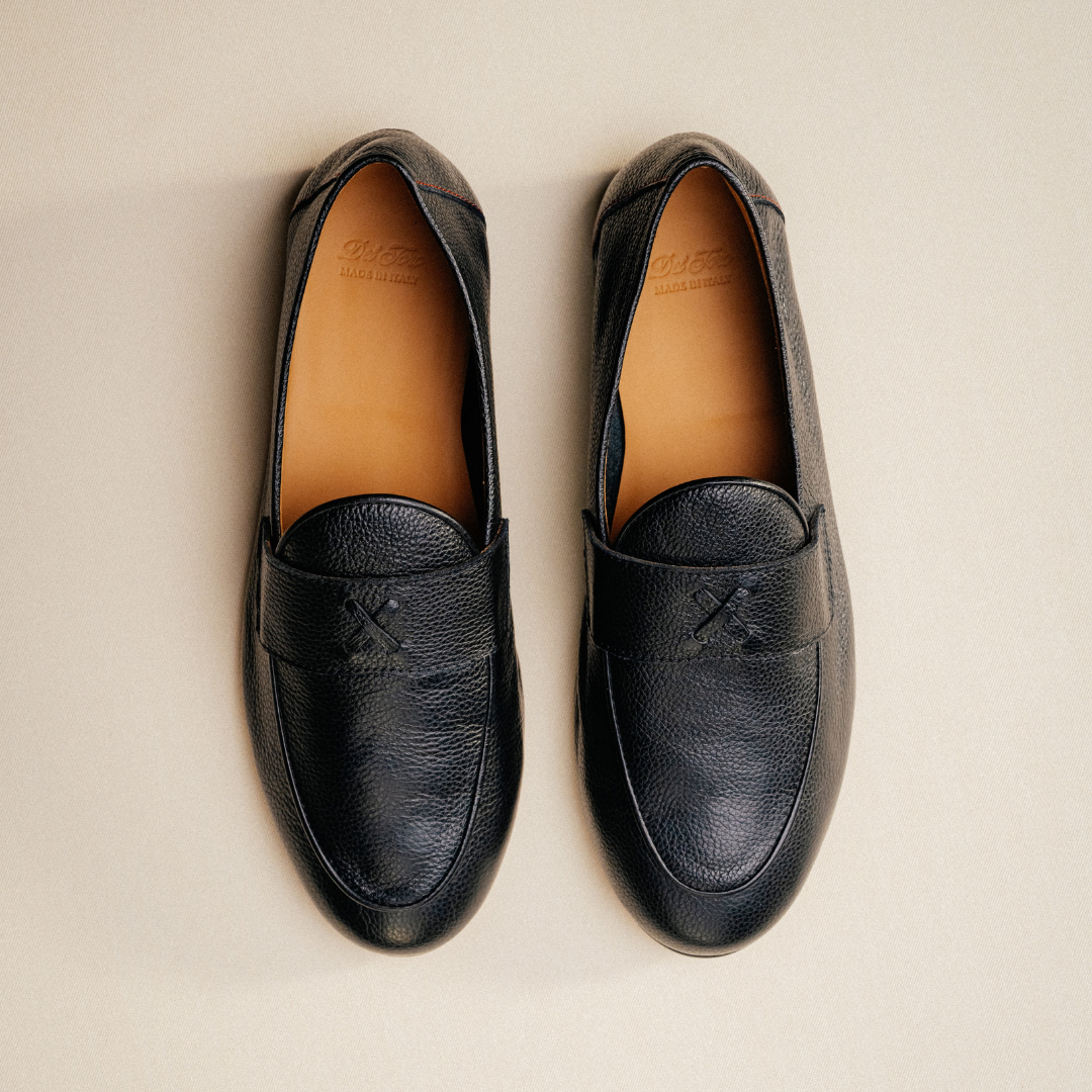 Men's Black Pebbled Leather Centesimo