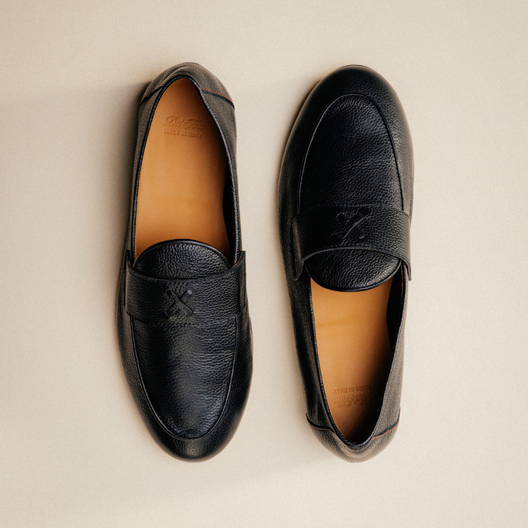 Men's Black Pebbled Leather Centesimo