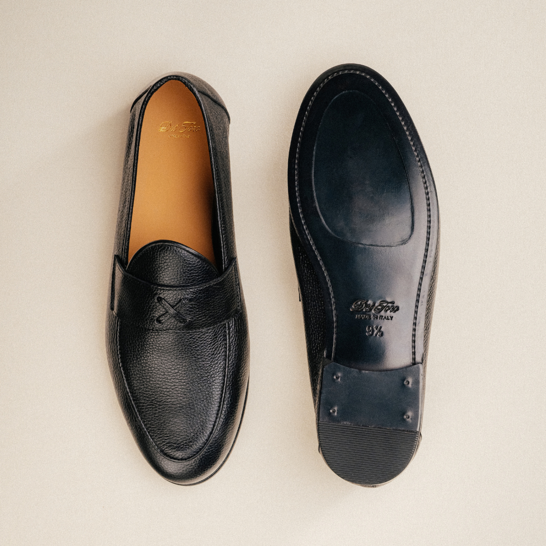 Men's Black Pebbled Leather Centesimo
