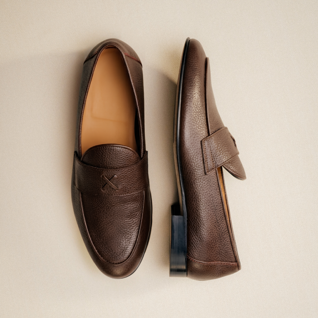 Men's Brown Pebbled Leather Centesimo