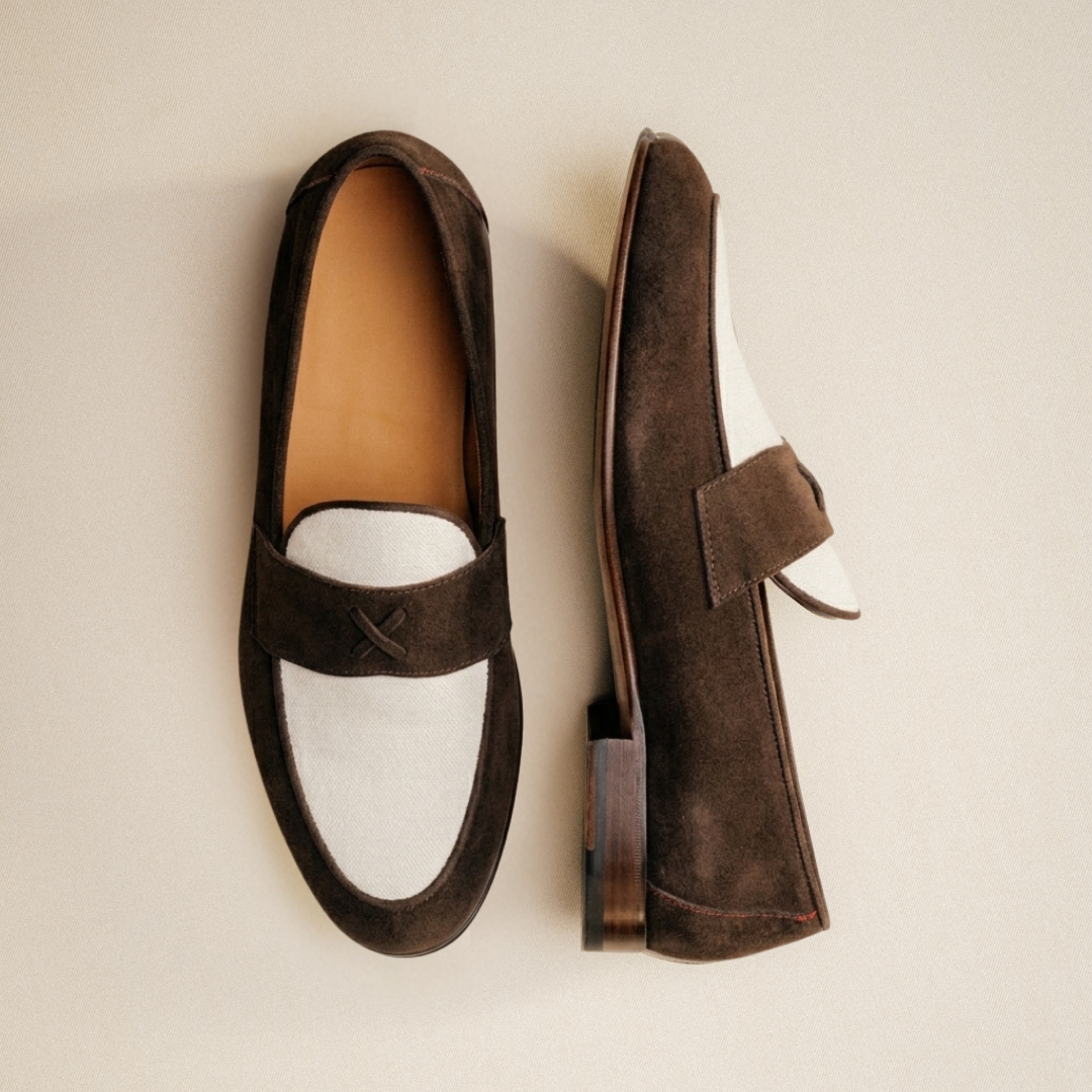 Men's Brown Suede & White Canvas Centesimo