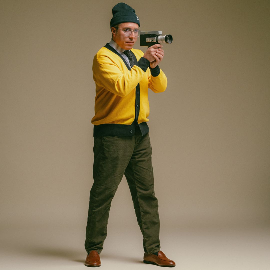 Men's Vintage Fit Cardigan - Collegiate Yellow / Navy
