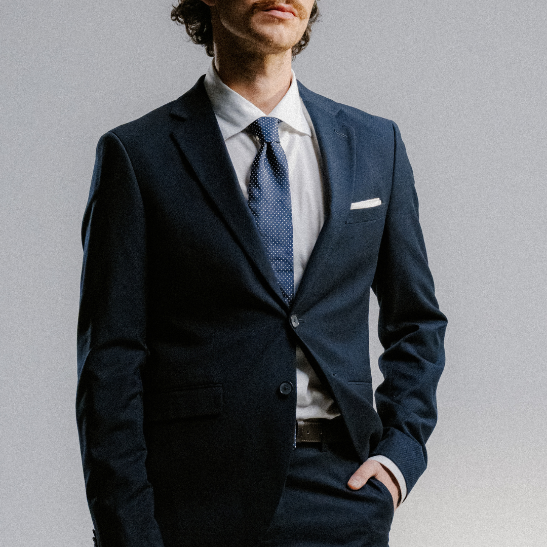 Satin Dot Tie - Navy