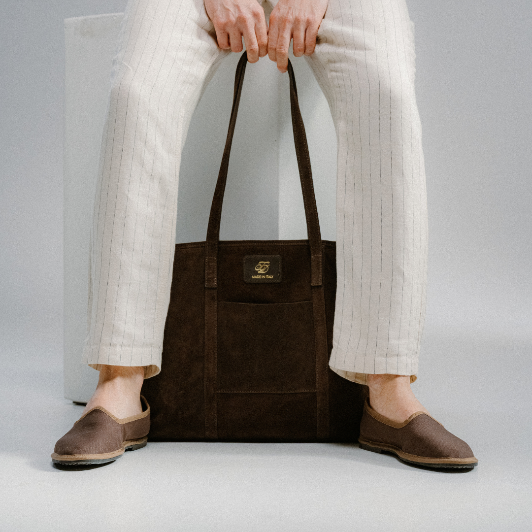 Tote Bag - Brown Suede