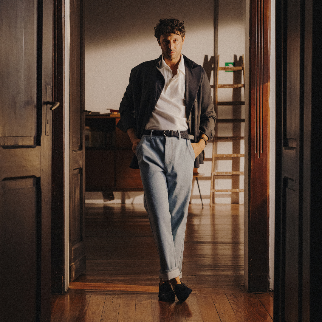 Long Sleeve Polo - Panna White