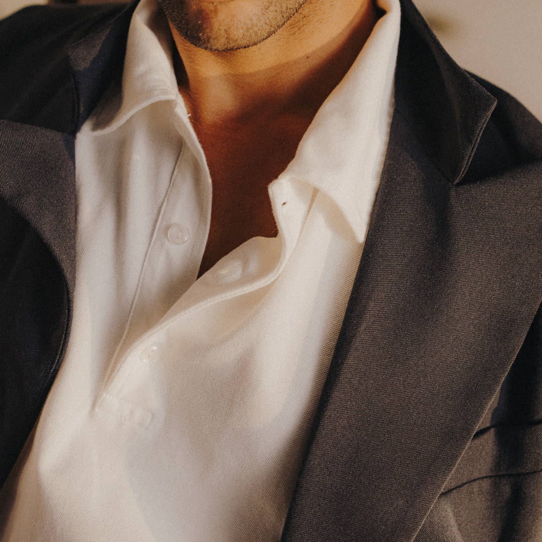 Long Sleeve Polo - Panna White