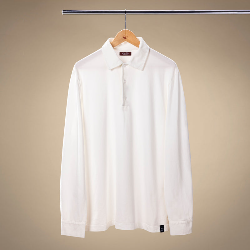 Long Sleeve Polo - Panna White