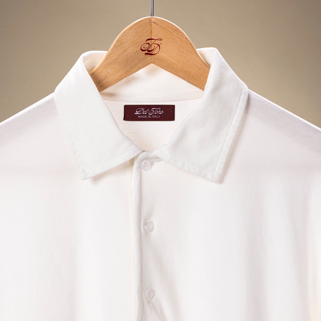 Long Sleeve Polo - Panna White