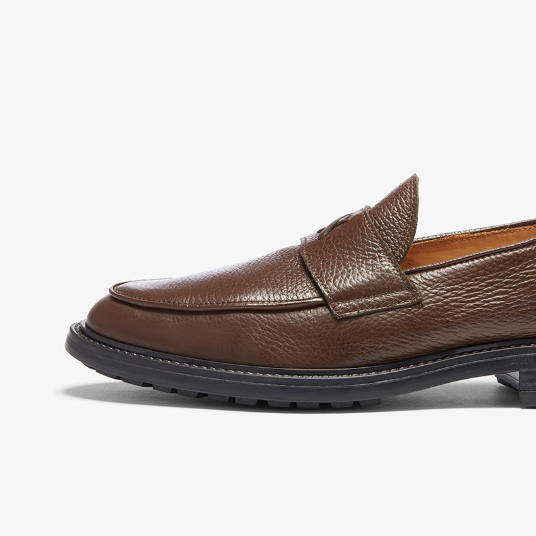 Men's Brown Pebbled Leather Lug Centesimo