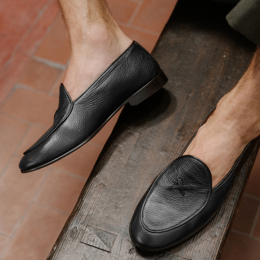 Men's Black Deerskin Milano Loafer
