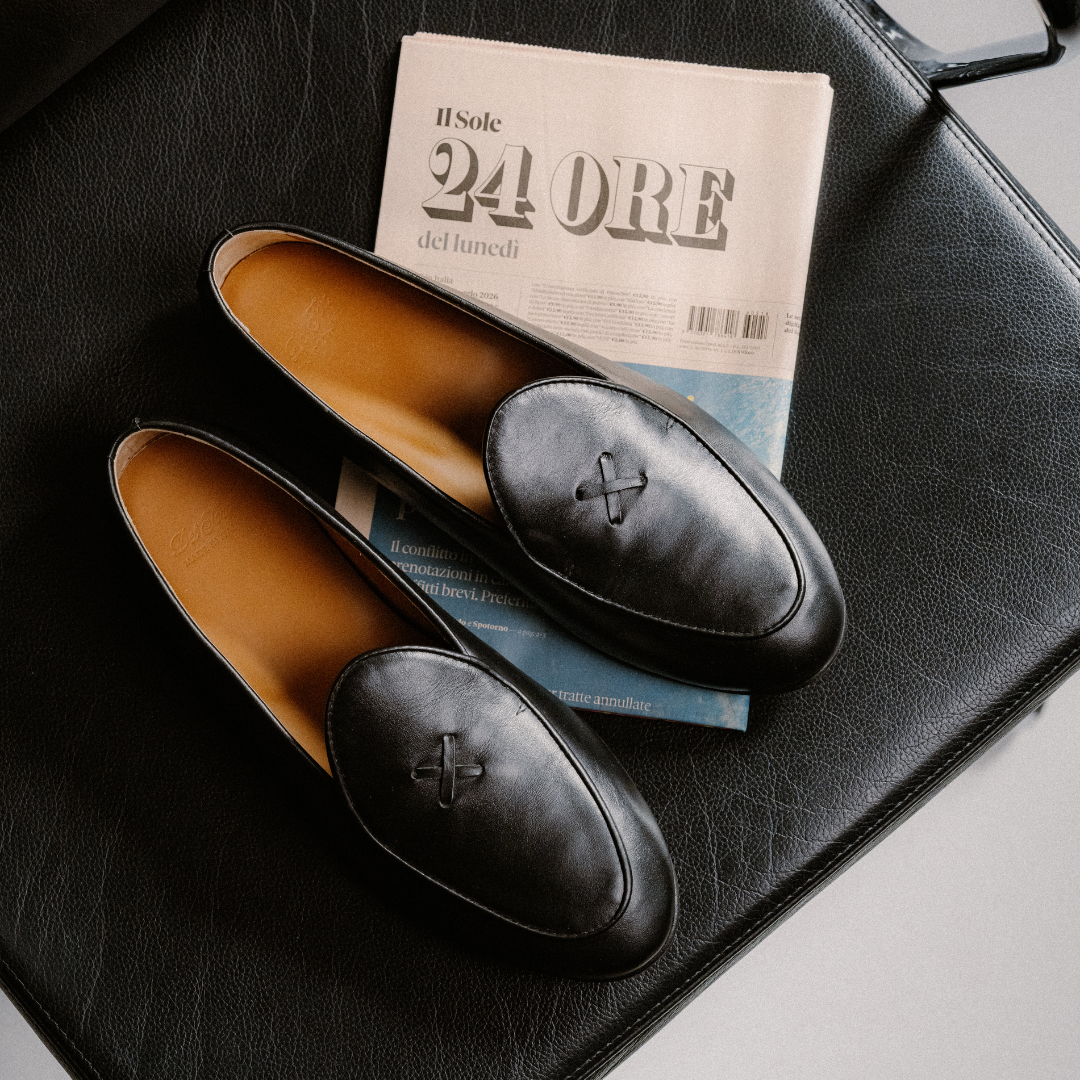 Men's Black Leather Milano Loafer