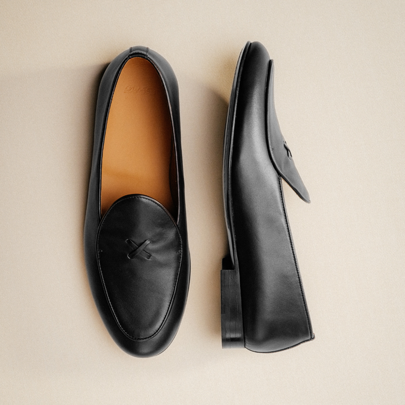 Men's Black Leather Milano Loafer