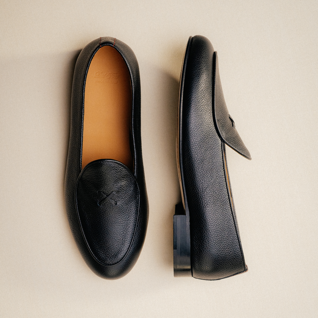 Men's Black Pebbled Leather Milano Loafer