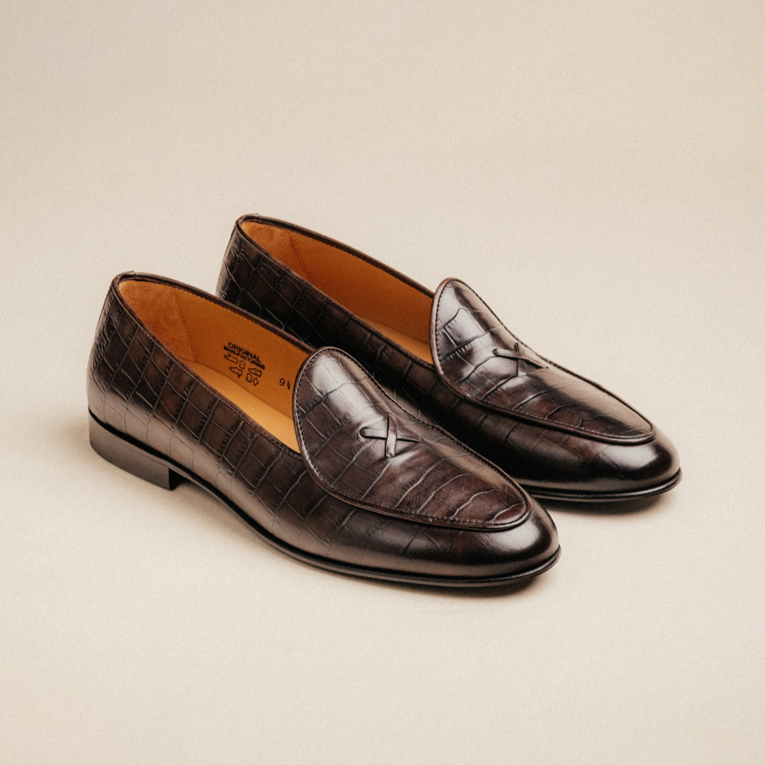 Men's Dark Brown Full Croc Milano Loafer