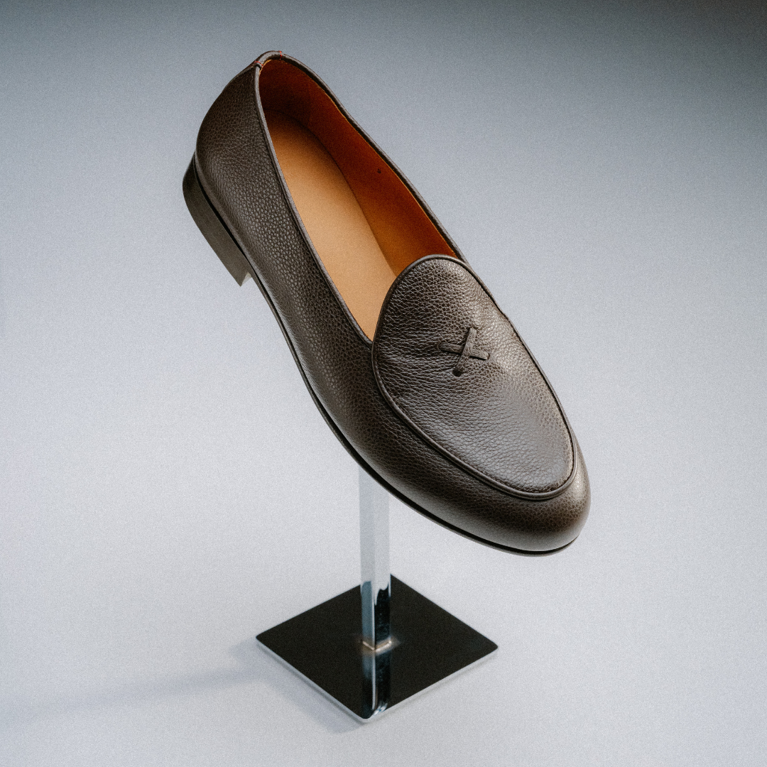 Men's Dark Brown Pebbled Leather Milano Loafer