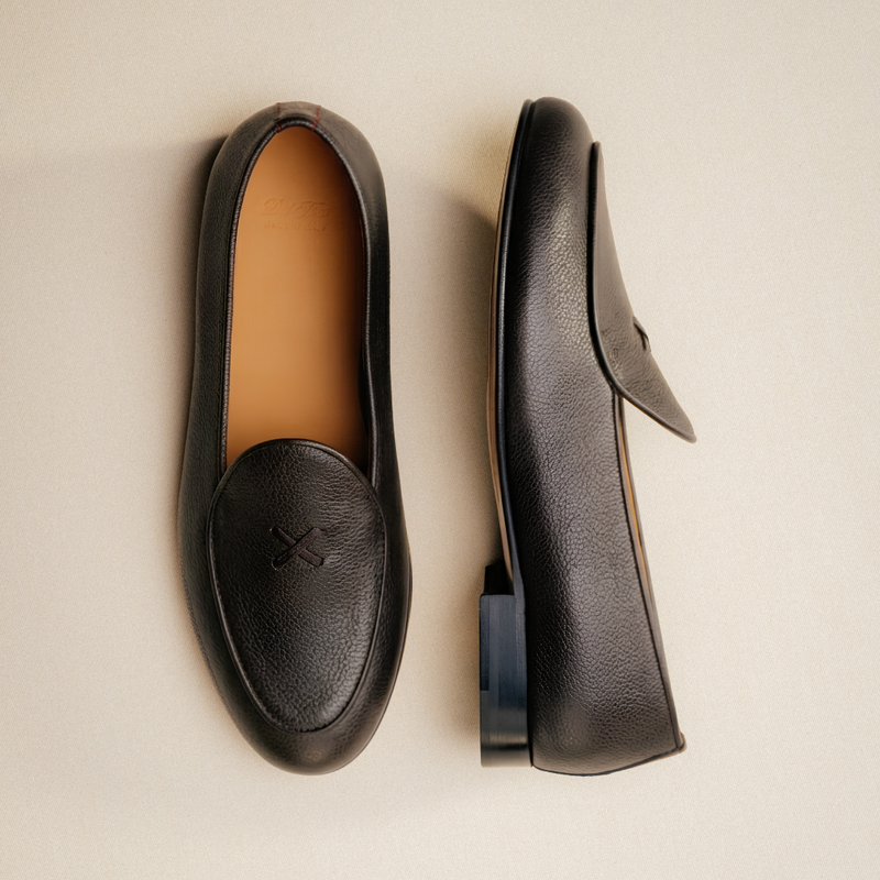 Men's Dark Brown Pebbled Leather Milano Loafer