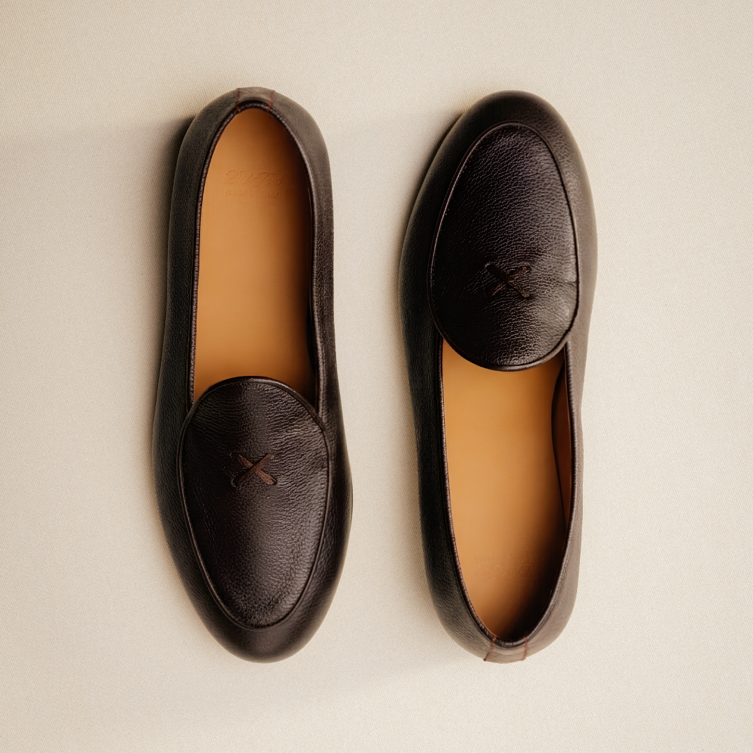 Men's Dark Brown Pebbled Leather Milano Loafer