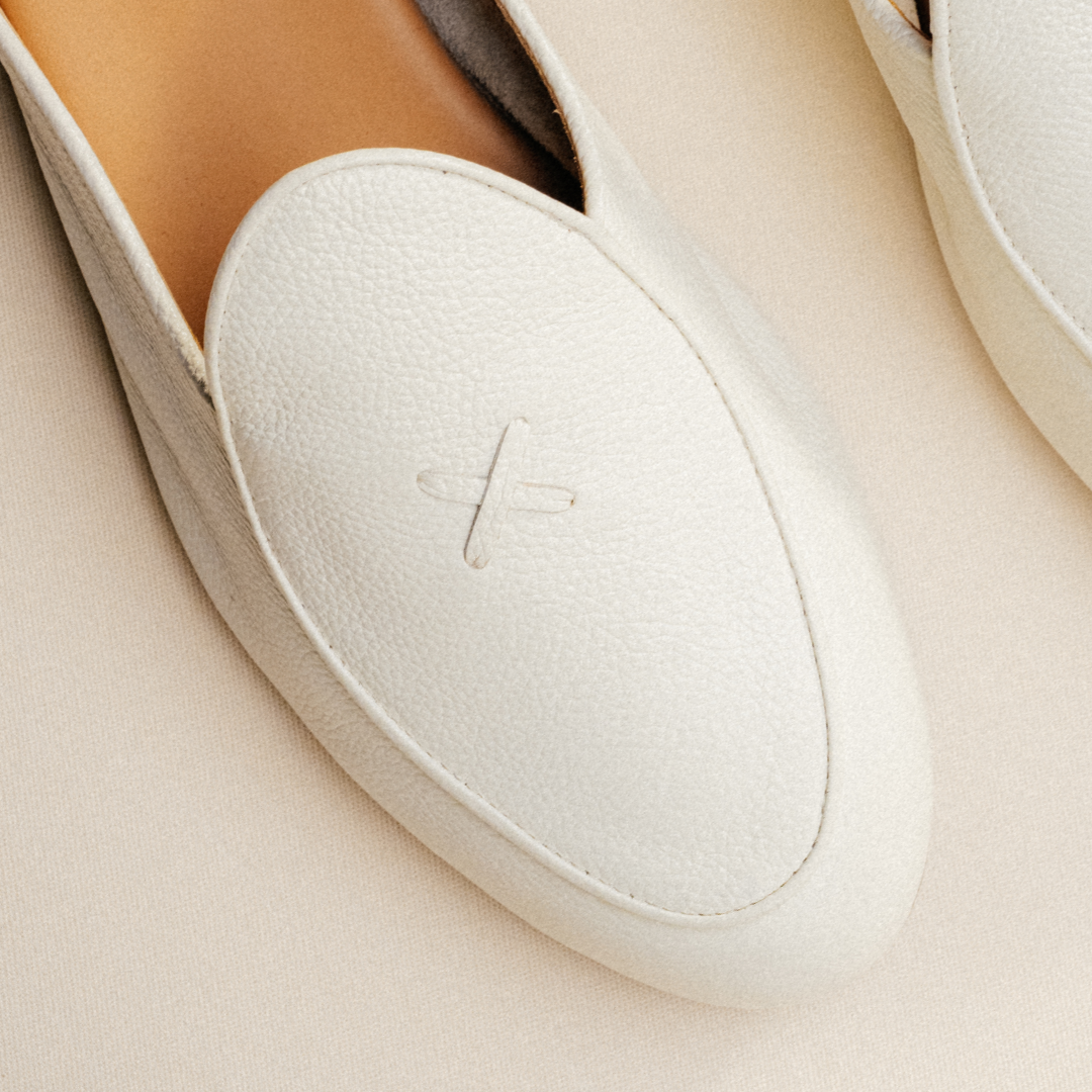 Men's Vintage White Pebbled Leather Milano Mule