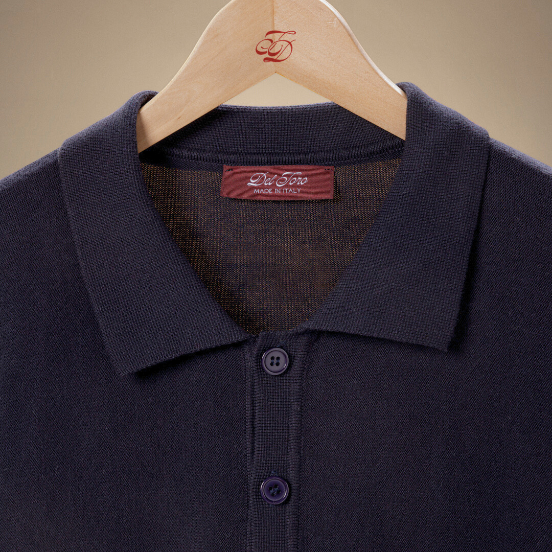 Men's Vintage Polo Cardigan - Navy