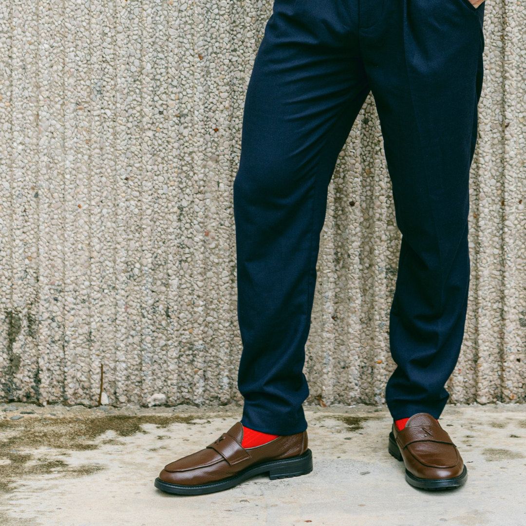 Men's Brown Pebbled Leather Lug Centesimo