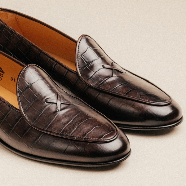 Pair of embossed leather loafers