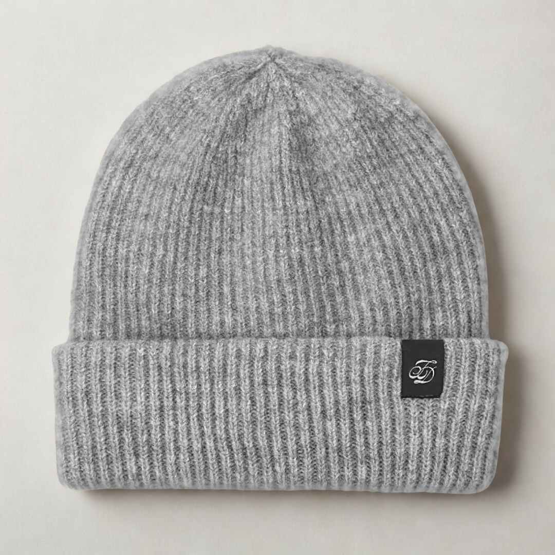 Marl Ribbed Beanie - Grey