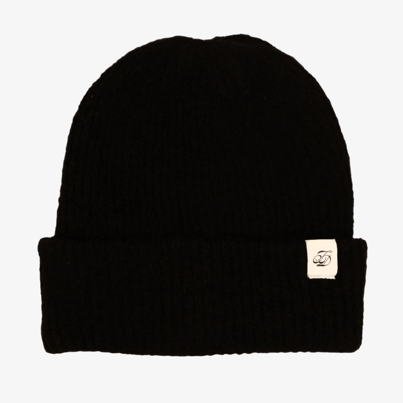 Marl Ribbed Beanie - Black