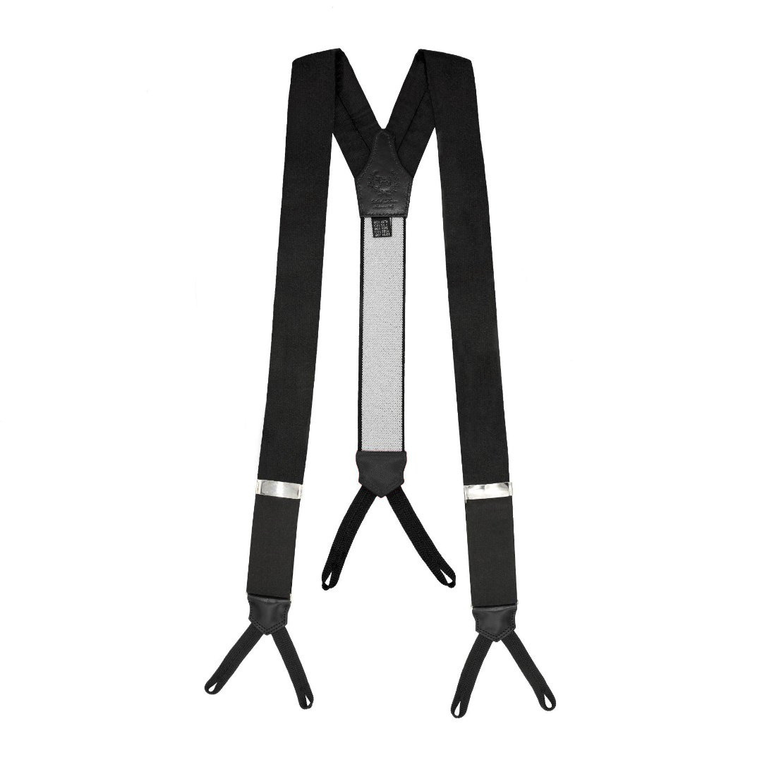 Black Silk and Leather Suspenders