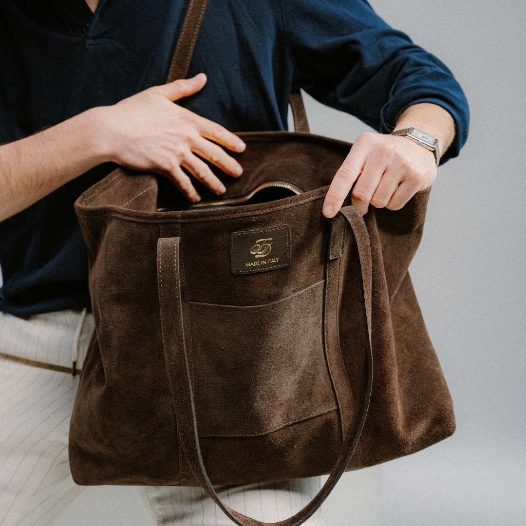 Tote Bag - Brown Suede
