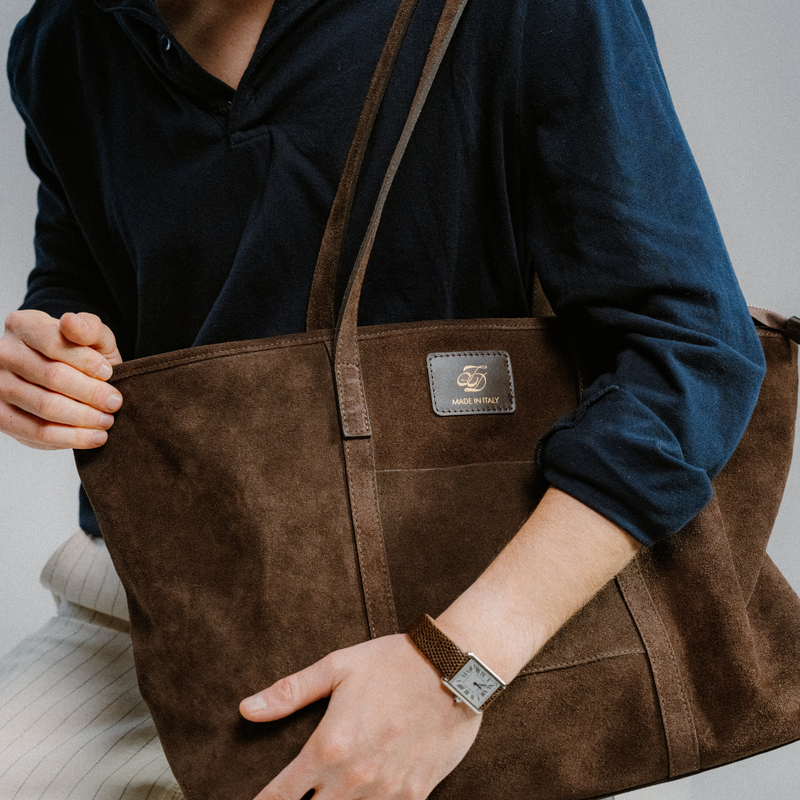 Tote Bag - Brown Suede