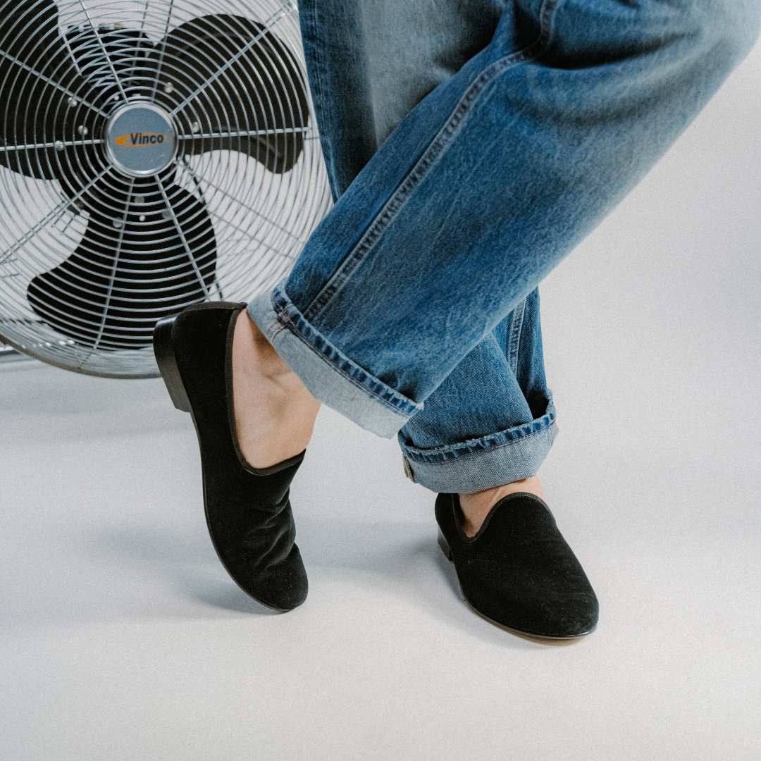 Men's Black Velvet Slipper II