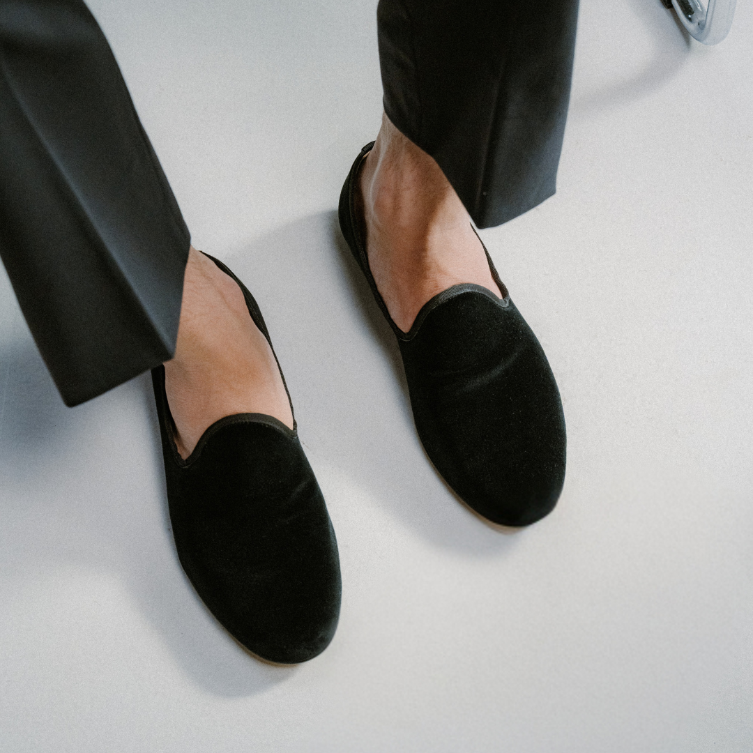 Men's Black Velvet Slipper II