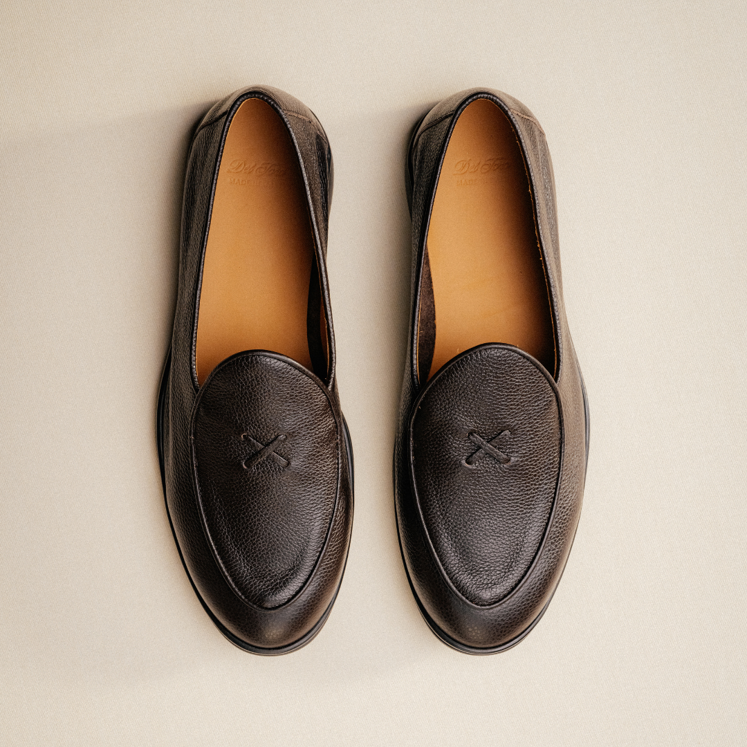 Men's Dark Brown Pebbled Leather Viaggio Loafer