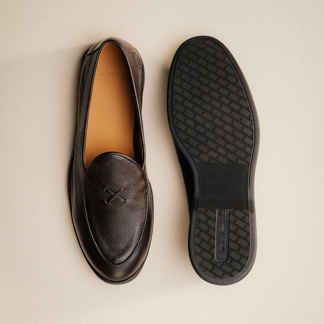 Men's Dark Brown Pebbled Leather Viaggio Loafer