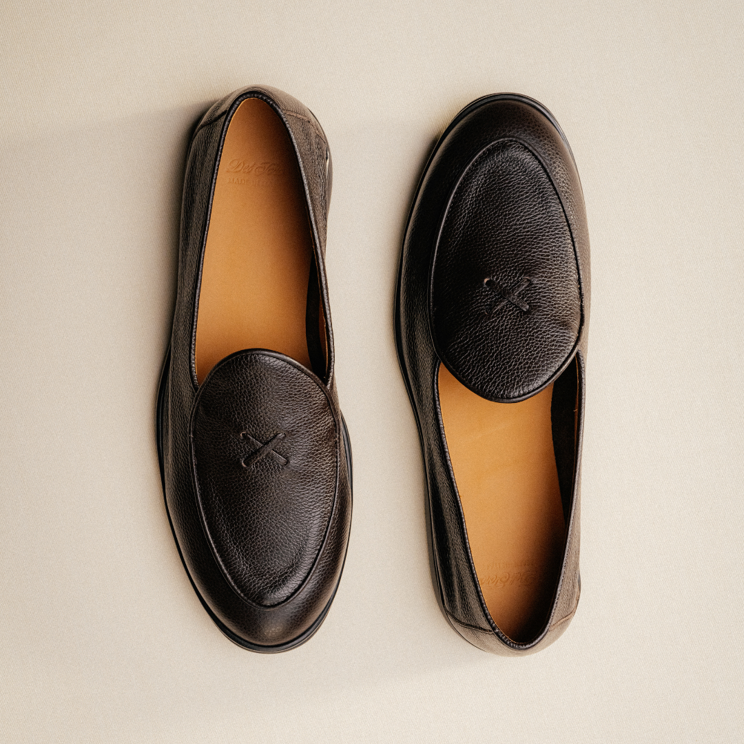 Men's Dark Brown Pebbled Leather Viaggio Loafer