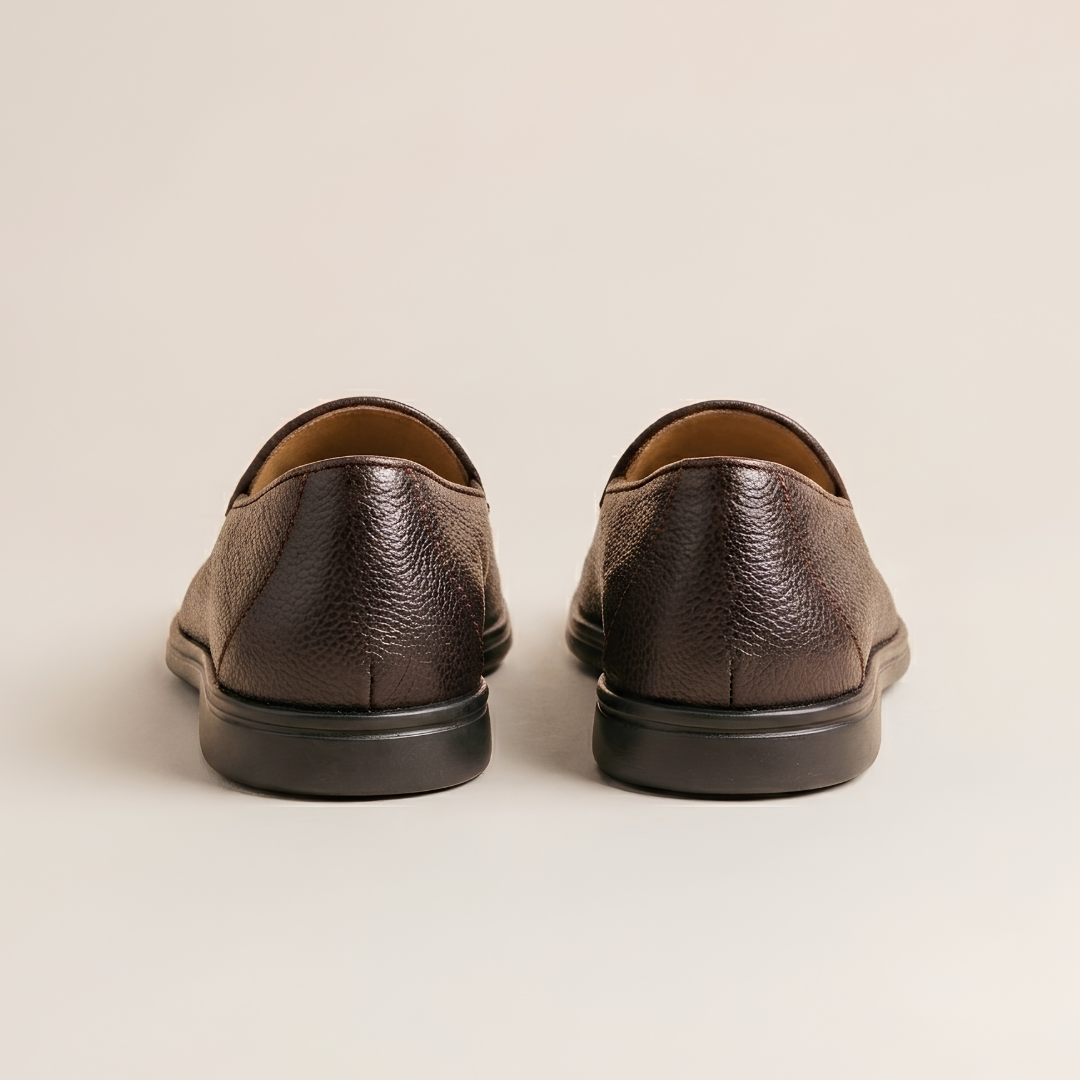 Men's Dark Brown Pebbled Leather Viaggio Loafer