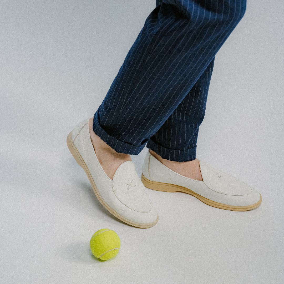 Men's Vintage White Pebbled Leather Viaggio Loafer