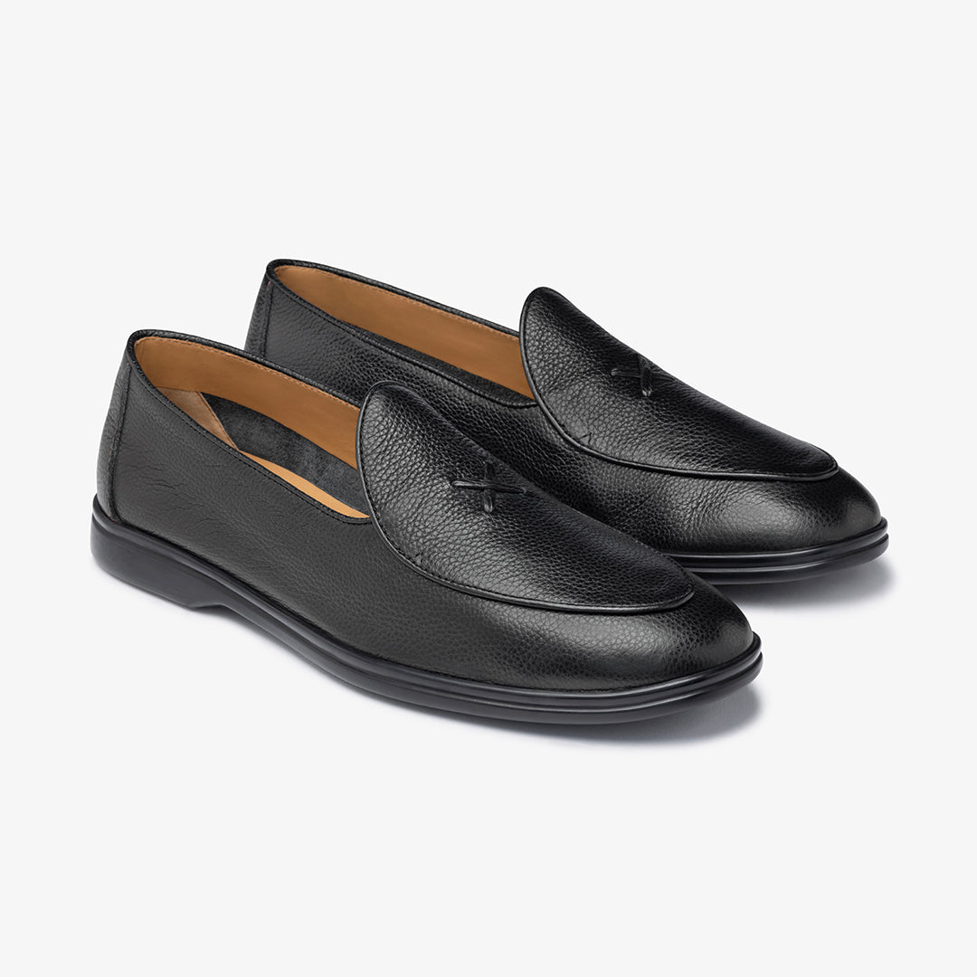 Men's Black Pebbled Leather Viaggio Loafer