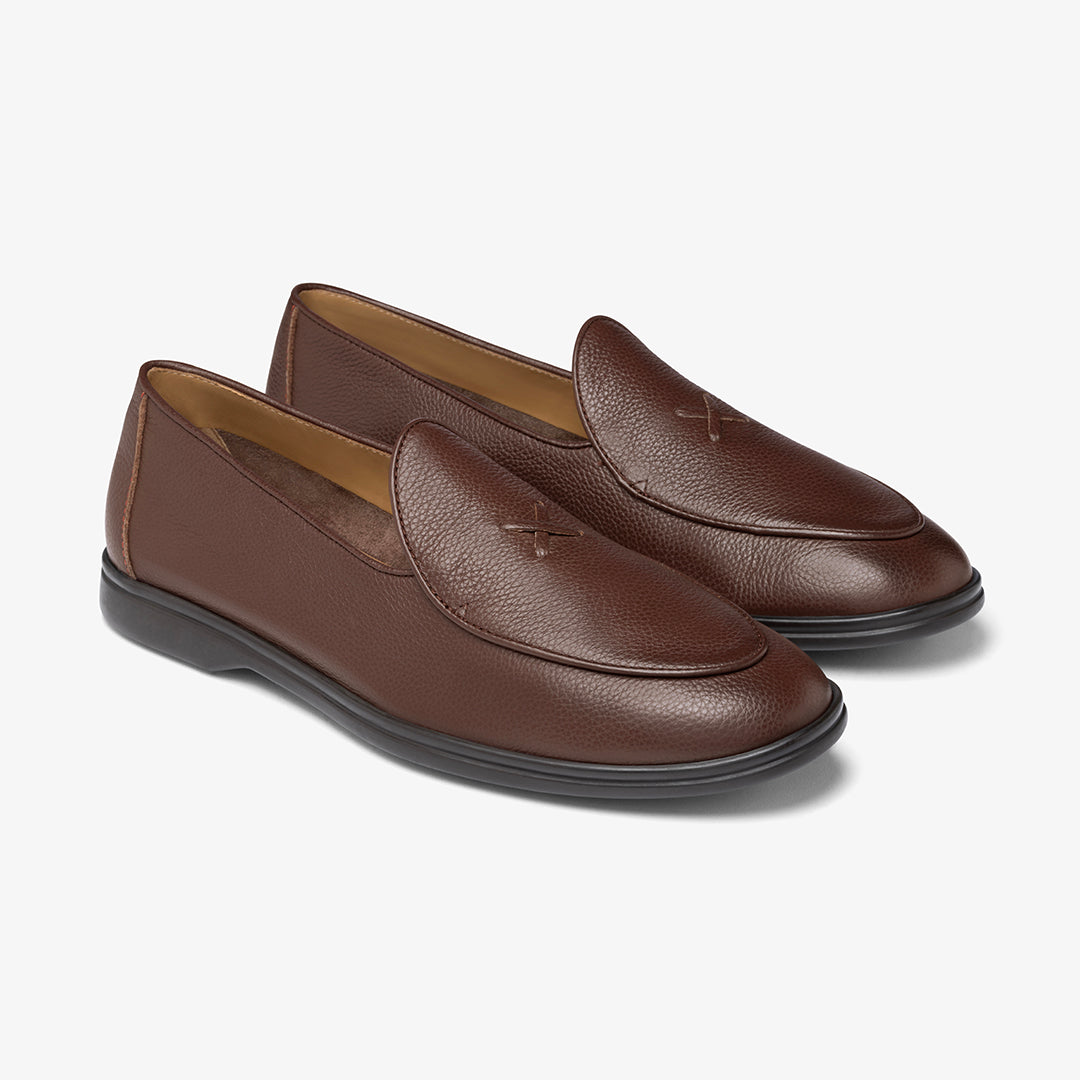 Men's Dark Brown Pebbled Leather Viaggio Loafer