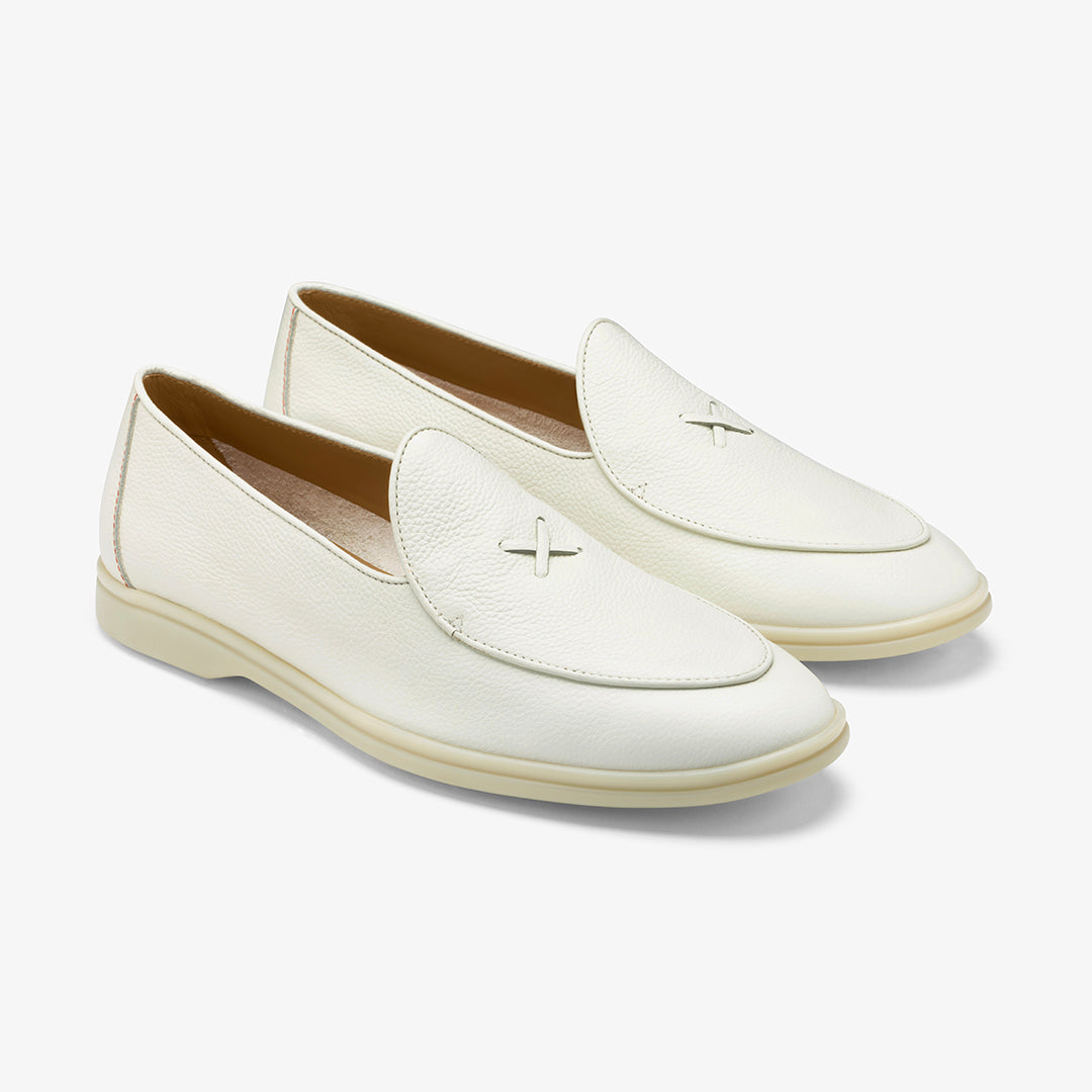 Men's Vintage White Pebbled Leather Viaggio Loafer